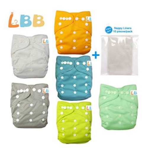 Fitted Pocket Washable Adjustable Cloth Diaper (6 Pcs Pack)