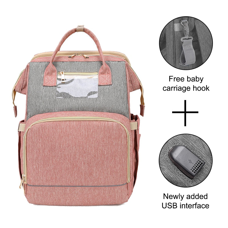 Jusanbaby Diaper Bag Backpack for Mom Baby Bed Crib Stroller Bag Multifunctional Mummy Bag Waterproof High Capacity