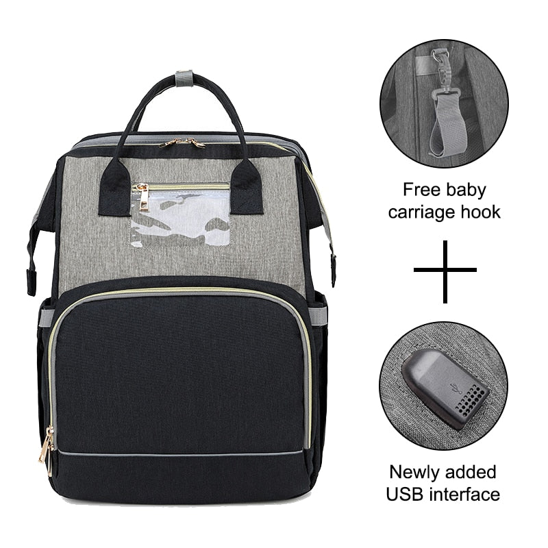 Jusanbaby Diaper Bag Backpack for Mom Baby Bed Crib Stroller Bag Multifunctional Mummy Bag Waterproof High Capacity