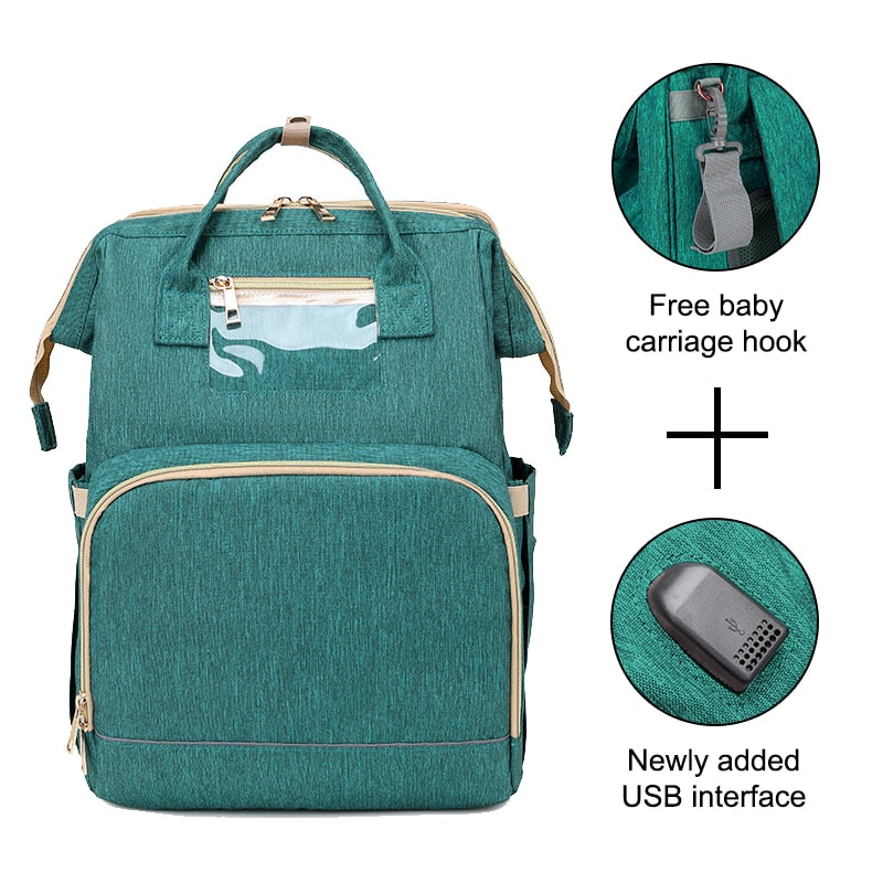 Jusanbaby Diaper Bag Backpack for Mom Baby Bed Crib Stroller Bag Multifunctional Mummy Bag Waterproof High Capacity
