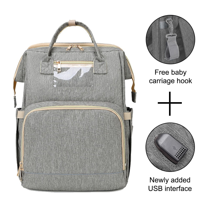 Jusanbaby Diaper Bag Backpack for Mom Baby Bed Crib Stroller Bag Multifunctional Mummy Bag Waterproof High Capacity